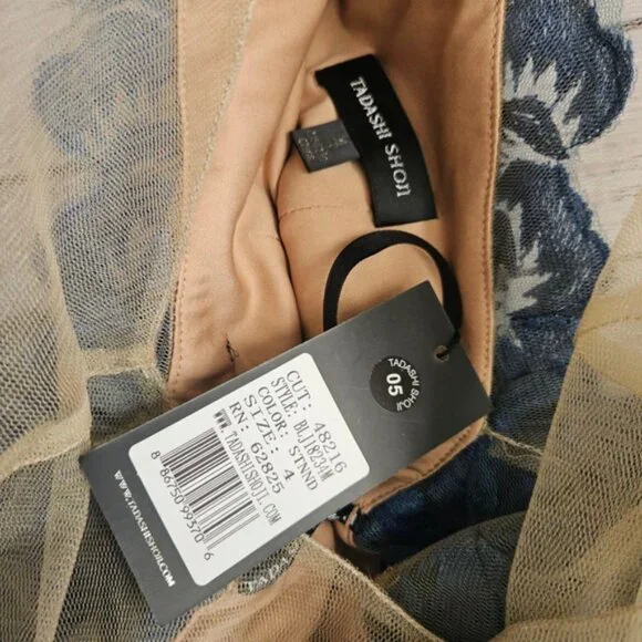 Tadashi Shoji Blue Lace Floral Mesh Sequin Cocktail Dress Womens 4 NWT - Picture 9 of 9